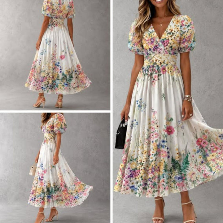Joanna | Short Sleeve Floral Maxi Dress