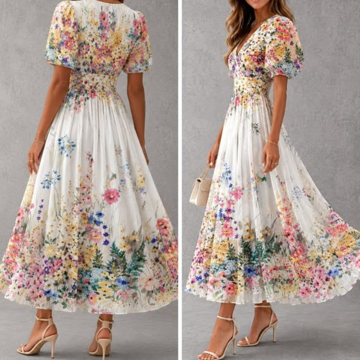 Joanna | Short Sleeve Floral Maxi Dress
