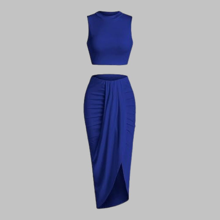 MANUELA™ - Elegant Pleated Slit Long Skirt Set